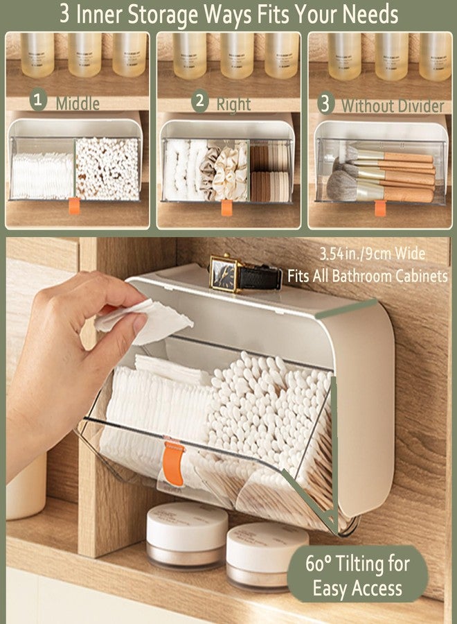 SUNFICON Wall Mounted Cotton Pads Holder Organizer Cotton Swab Balls Holder Q-tip Dispenser Qtip Storage Canister Cosmetic Pads Container Flossers Box Case - Image 5